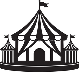 circus stage silhouette, black and white silhouette, vector and illustration