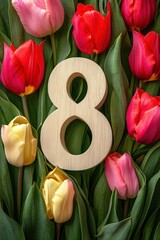 figure 8 gift and flowers. Selective focus.