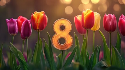 figure 8 gift and flowers. Selective focus.