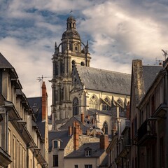 View of the cathedral of Saint Louis on Blois city, Loire valley France