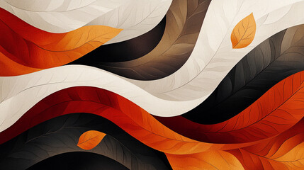 Fototapeta premium An abstract digital art piece showcasing vibrant fall foliage and warm autumn hues in reds, oranges, and yellows.
