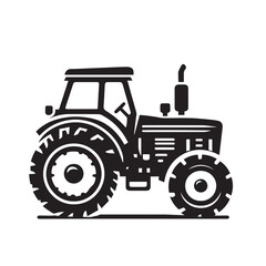 tractor vector silhouette isolated on white background