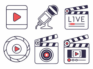 Set of Video Production and Content Creation Icons