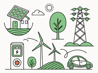 Set of Renewable Energy and Sustainability Icons