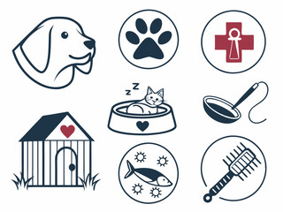 Set of Pet Care and Veterinary Icons