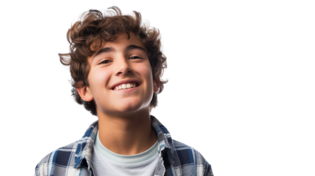 Happy teenager smiling with transparent background
