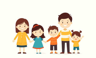 Obraz premium Cartoon illustration of smiling family holding hands