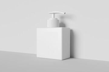 Obraz premium Blank white square pump bottle for mockup - 3D Illustration