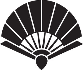fan silhouette, black and white silhouette, vector and illustration
