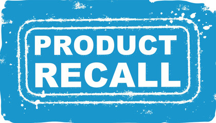 Distressed Product Recall Blue and White Stamp