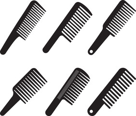 set of Comb or Hairbrush silhouette, black and white silhouette, vector and illustration
