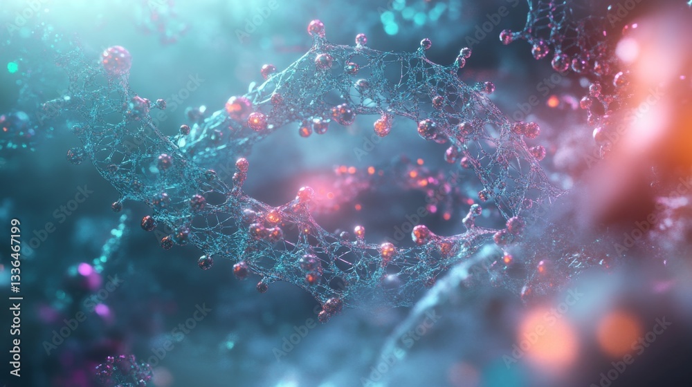 Poster visualizing protein structures in gigapixel art science lab digital artwork macro environment scient