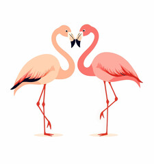 Fototapeta premium Flamingo Pair Forming a Heart Shape with Necks