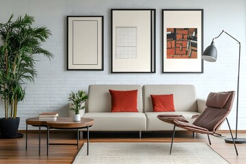Posters on Walls in Modern Living Room Interiors