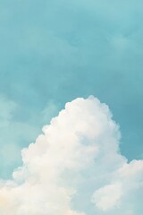 Beautiful fluffy white clouds in a soft blue sky painted in a dreamy and artistic watercolor style for serene backgrounds