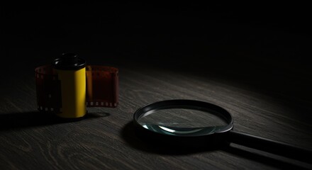 Inspecting 35mm Film with a Magnifying Loupe