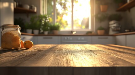 Sunlit kitchen table, lemons, product placement