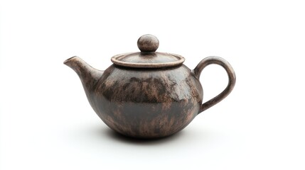 Rustic teapot, studio shot, white background