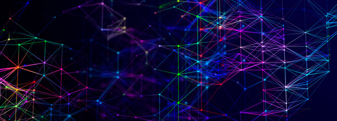 Digital technological background. Abstract structure with connected dots and lines. Big data. 3D rendering.