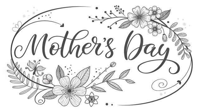 vector floral frame gCharming Hand-Drawn Mother's Day Design raphic text happy mothers day, victor