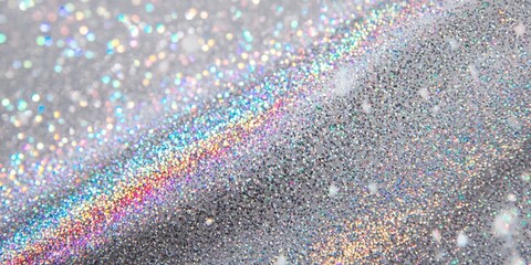 Holographic Silver Glitter Texture with Iridescent Sparkle