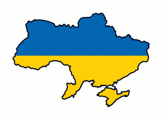 Obraz premium Ukraine Map Filled with National Flag Colors