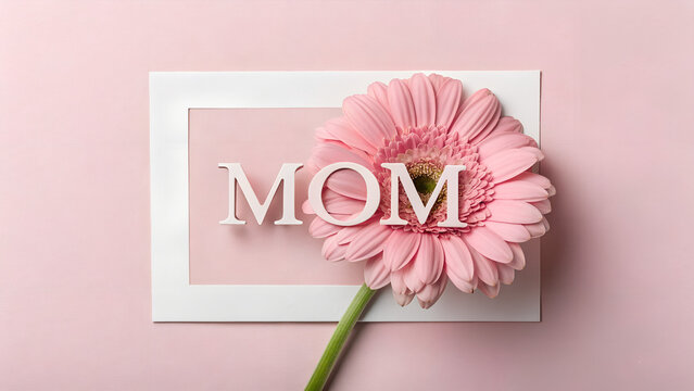 Elegant Mom Tribute with Flower pink tulip on a pink background