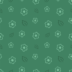 Seamess pattern with leaves and flowers