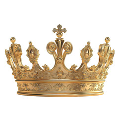 [Transparent Background PNG]Golden Ornate Crown Illustration