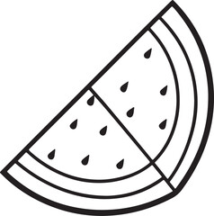 watermelon slices line art, black outline, vector and illustration, coloring book page line art drawing