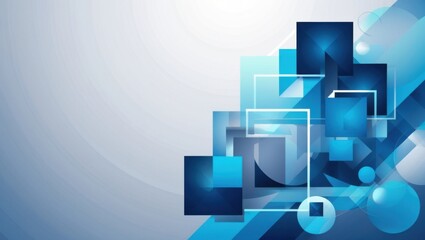 Fototapeta premium Abstract Geometric Design with Blue Squares and Circles