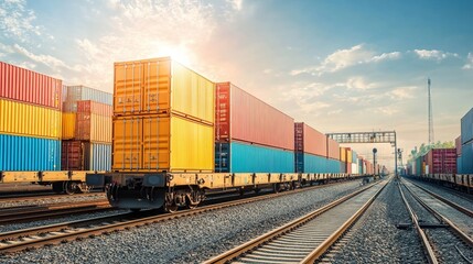 Fototapeta premium Optimizing intermodal transportation logistics global supply chains gigapixel insights virtual environment analytical perspective