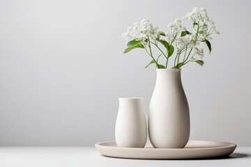 Naklejka premium White flowers in vase decorating modern minimalist home interior