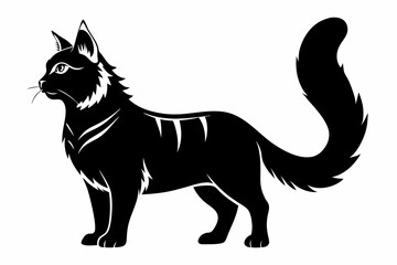 Obraz premium american bobtail line art silhouette vector illustration