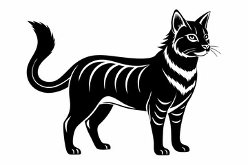 american bobtail line art silhouette vector illustration