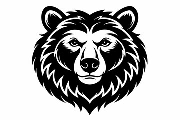 bear head line art silhouette vector illustration