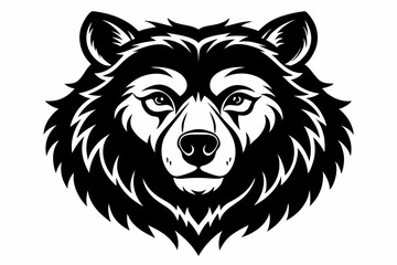 bear head line art silhouette vector illustration