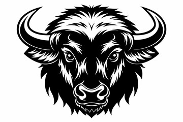 Obraz premium buffalo head line art silhouette vector illustration