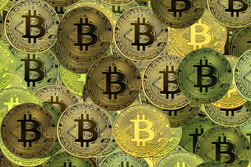 Round bitcoins as symbol of wealth