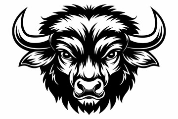 buffalo head line art silhouette vector illustration