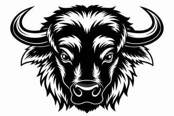 buffalo head line art silhouette vector illustration