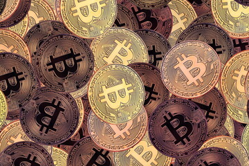 Round bitcoins as symbol of wealth