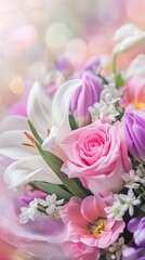 Close-up of a beautifully arranged Mother's Day bouquet