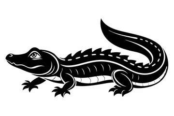 caiman line art silhouette vector illustration