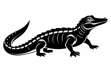 caiman line art silhouette vector illustration