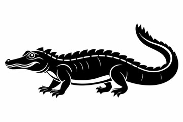 caiman line art silhouette vector illustration