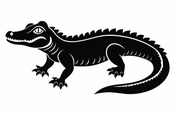 caiman line art silhouette vector illustration