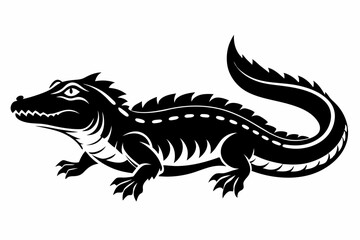 caiman line art silhouette vector illustration