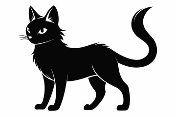 cat line art silhouette vector illustration