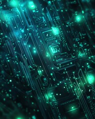 Obraz premium High-tech circuit board background, abstract digital technology presentations Abstract digital circuit board pattern.